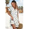 imageWIHOLL Dresses for Women 2025 Casual Summer V Neck Wedding Guest Dress Short Sleeve Fashion Beach Vacation Clothes2leaf Print