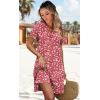 imageWIHOLL Dresses for Women 2025 Casual Summer V Neck Wedding Guest Dress Short Sleeve Fashion Beach Vacation Clothes2redwhite Floral
