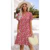 imageWIHOLL Dresses for Women 2025 Casual Summer V Neck Wedding Guest Dress Short Sleeve Fashion Beach Vacation Clothes2redwhite Floral