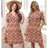imageWIHOLL Dresses for Women 2025 Casual Summer V Neck Wedding Guest Dress Short Sleeve Fashion Beach Vacation Clothes3boho Print