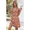 imageWIHOLL Dresses for Women 2025 Casual Summer V Neck Wedding Guest Dress Short Sleeve Fashion Beach Vacation Clothes3boho Print