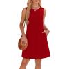 imageWIHOLL Summer Dresses for Women 2025 Loose Crew Neck Sleeveless Sundresses Casual Swimsuit Coverup with Pockets1red