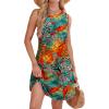 imageWIHOLL Summer Dresses for Women 2025 Loose Crew Neck Sleeveless Sundresses Casual Swimsuit Coverup with PocketsFloral 02