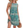 imageWIHOLL Summer Dresses for Women 2025 Loose Crew Neck Sleeveless Sundresses Casual Swimsuit Coverup with PocketsFloral 07