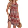 imageWIHOLL Summer Dresses for Women 2025 Loose Crew Neck Sleeveless Sundresses Casual Swimsuit Coverup with PocketsFloral 08