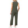 imageWIHOLL Two Piece Set for Women Summer Outfits Vacation Lounge Sets Round Neck Matching Sets Wide Leg Crop PantsAmy