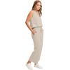imageWIHOLL Two Piece Set for Women Summer Outfits Vacation Lounge Sets Round Neck Matching Sets Wide Leg Crop PantsBeige