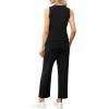 imageWIHOLL Two Piece Set for Women Summer Outfits Vacation Lounge Sets Round Neck Matching Sets Wide Leg Crop PantsBlack
