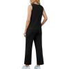 imageWIHOLL Two Piece Sets for Women Summer Outfits Matching Lounge Sets Wide Leg Crop Pants Vacation Travel1black