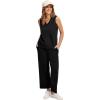 imageWIHOLL Two Piece Sets for Women Summer Outfits Matching Lounge Sets Wide Leg Crop Pants Vacation Travel1black