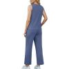 imageWIHOLL Two Piece Sets for Women Summer Outfits Matching Lounge Sets Wide Leg Crop Pants Vacation TravelBlue2