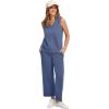imageWIHOLL Two Piece Sets for Women Summer Outfits Matching Lounge Sets Wide Leg Crop Pants Vacation TravelBlue2