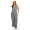 imageWIHOLL Two Piece Sets for Women Summer Outfits Matching Lounge Sets Wide Leg Crop Pants Vacation TravelGrey