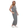 imageWIHOLL Two Piece Sets for Women Summer Outfits Matching Lounge Sets Wide Leg Crop Pants Vacation TravelGrey