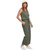 imageWIHOLL Two Piece Sets for Women Summer Outfits Matching Lounge Sets Wide Leg Crop Pants Vacation TravelOlive Green