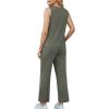 imageWIHOLL Two Piece Sets for Women Summer Outfits Matching Lounge Sets Wide Leg Crop Pants Vacation TravelOlive Green
