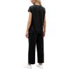 imageWIHOLL Two Piece Sets for Women Summer Travel Vacation Outfits Cap Sleeve Lounge Matching Sets Wide Leg Pants S3XLBlack