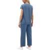 imageWIHOLL Two Piece Sets for Women Summer Travel Vacation Outfits Cap Sleeve Lounge Matching Sets Wide Leg Pants S3XLBlue