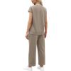 imageWIHOLL Two Piece Sets for Women Summer Travel Vacation Outfits Cap Sleeve Lounge Matching Sets Wide Leg Pants S3XLCoffee