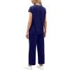 imageWIHOLL Two Piece Sets for Women Summer Travel Vacation Outfits Cap Sleeve Lounge Matching Sets Wide Leg Pants S3XLDark Blue