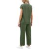 imageWIHOLL Two Piece Sets for Women Summer Travel Vacation Outfits Cap Sleeve Lounge Matching Sets Wide Leg Pants S3XLGreen