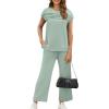 imageWIHOLL Two Piece Sets for Women Summer Travel Vacation Outfits Cap Sleeve Lounge Matching Sets Wide Leg Pants S3XLSage Green