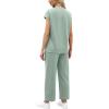 imageWIHOLL Two Piece Sets for Women Summer Travel Vacation Outfits Cap Sleeve Lounge Matching Sets Wide Leg Pants S3XLSage Green