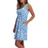 imageWIHOLL Womens Summer Dress 2025 ALine Sleeveless Casual Sundress with Pockets FloralSolid01blue White