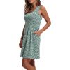imageWIHOLL Womens Summer Dress 2025 ALine Sleeveless Casual Sundress with Pockets FloralSolid04green White