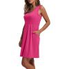 imageWIHOLL Womens Summer Dress 2025 ALine Sleeveless Casual Sundress with Pockets FloralSolidSolid Pink