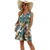imageWIHOLL Womens Summer Dresses Loose Fit V Neck Sleeveless Sundresses Beach Hawaiian Dress with PocketsFloral Frond