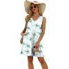 imageWIHOLL Womens Summer Dresses Loose Fit V Neck Sleeveless Sundresses Beach Hawaiian Dress with PocketsFloral Green Leaves