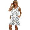 imageWIHOLL Womens Summer Dresses Loose Fit V Neck Sleeveless Sundresses Beach Hawaiian Dress with PocketsFloral Multi Leaf