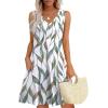 imageWIHOLL Womens Summer Dresses Loose Fit V Neck Sleeveless Sundresses Beach Hawaiian Dress with PocketsFloral Multi Leaf
