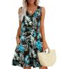imageWIHOLL Womens Summer Dresses Loose Fit V Neck Sleeveless Sundresses Beach Hawaiian Dress with PocketsFloral Palm Leaf