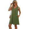 imageWIHOLL Womens Summer Dresses Loose Fit V Neck Sleeveless Sundresses Beach Hawaiian Dress with PocketsPlain Green