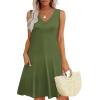 imageWIHOLL Womens Summer Dresses Loose Fit V Neck Sleeveless Sundresses Beach Hawaiian Dress with PocketsPlain Green