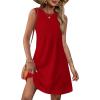 imageWIHOLL Summer Dresses for Women 2025 Loose Crew Neck Sleeveless Sundresses Casual Swimsuit Coverup with Pockets1red