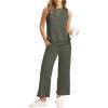 imageWIHOLL Two Piece Set for Women Summer Outfits Vacation Lounge Sets Round Neck Matching Sets Wide Leg Crop PantsAmy