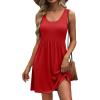 imageWIHOLL Womens Summer Dress 2025 ALine Sleeveless Casual Sundress with Pockets FloralSolidSolid Red