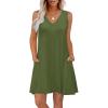 imageWIHOLL Womens Summer Dresses Loose Fit V Neck Sleeveless Sundresses Beach Hawaiian Dress with PocketsPlain Green