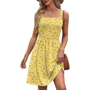 imageWIHOLL Summer Dresses for Women 2025 Curvy Fahion Floral Sundresses Beach Vacation ClothesYellow Floral
