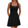imageWIHOLL Womens Square Neck ALine Sleeveless Mini Dress Summer Club Party Little Short DressesBlack