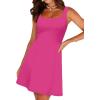 imageWIHOLL Womens Square Neck ALine Sleeveless Mini Dress Summer Club Party Little Short DressesHot Pink