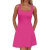 imageWIHOLL Womens Square Neck ALine Sleeveless Mini Dress Summer Club Party Little Short DressesHot Pink