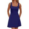 imageWIHOLL Womens Square Neck ALine Sleeveless Mini Dress Summer Club Party Little Short DressesNavy