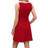imageWIHOLL Womens Square Neck ALine Sleeveless Mini Dress Summer Club Party Little Short DressesRed