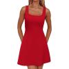 imageWIHOLL Womens Square Neck ALine Sleeveless Mini Dress Summer Club Party Little Short DressesRed
