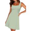 imageWIHOLL Womens Square Neck ALine Sleeveless Mini Dress Summer Club Party Little Short DressesSage Green