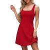 imageWIHOLL Womens Square Neck ALine Sleeveless Mini Dress Summer Club Party Little Short DressesRed